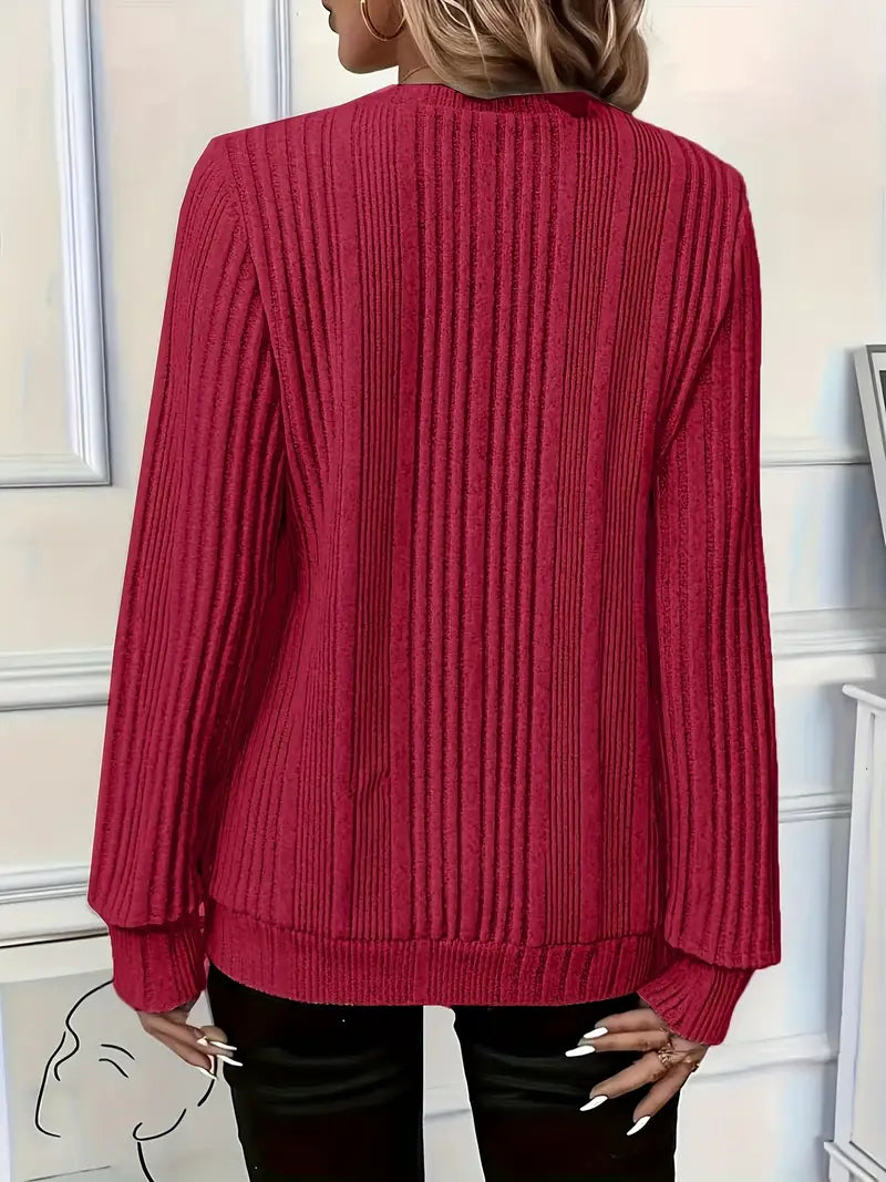 Amara | Ladies' Zip-Up Rib-Knit Sweater