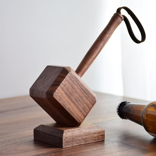 Rustic Beech Wood Thor Hammer Beer Bottle Opener