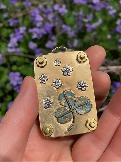 Mini Flower Press with Brass and Silver Details - Portable Botanical Keepsake Maker