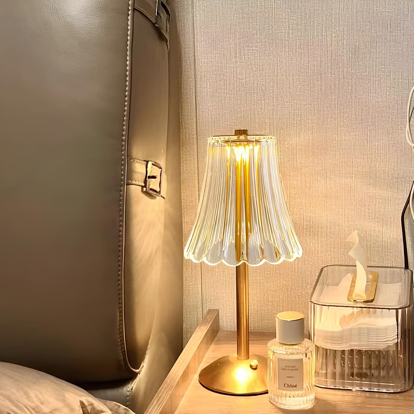 Rechargeable Golden Crystal Table Lamp with Touch Control