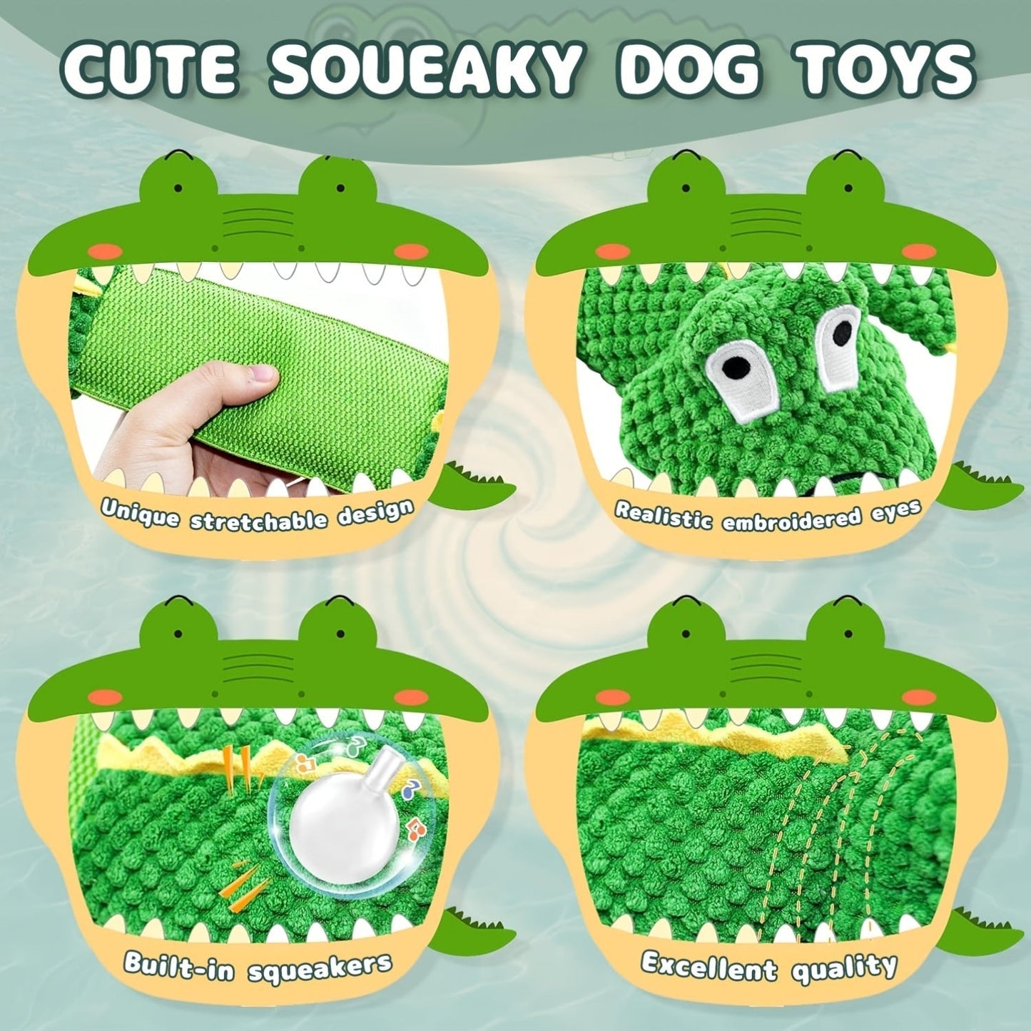 Durable Crocodile Dog Toy with Squeaker for Interactive Play
