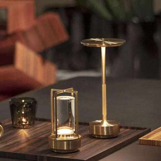 Cordless Dimmable Aluminum Table Lamp - Rechargeable Waterproof Desk Light