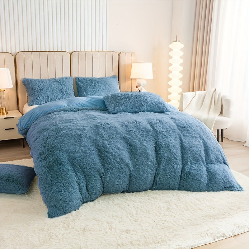 Ultra Soft Plush Duvet Cover Set with Zipper Closure