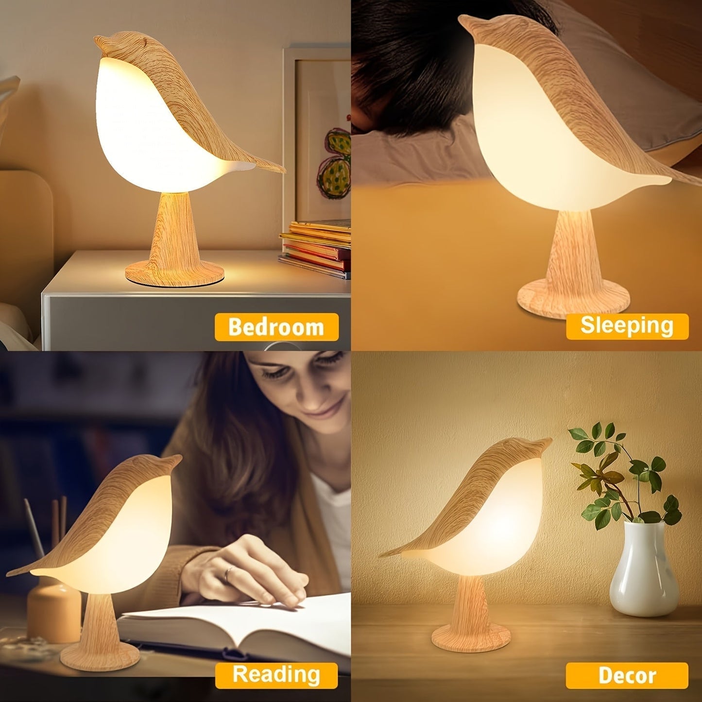 USB Rechargeable LED Bird Table Lamp with Dimmable Light