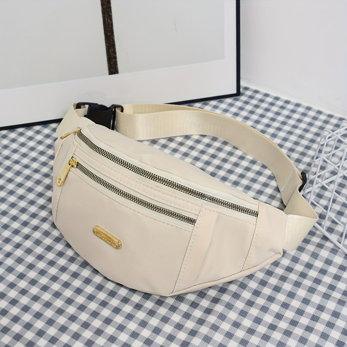 Lightweight Nylon Hip Pouch with Adjustable Strap and Zippered Pockets