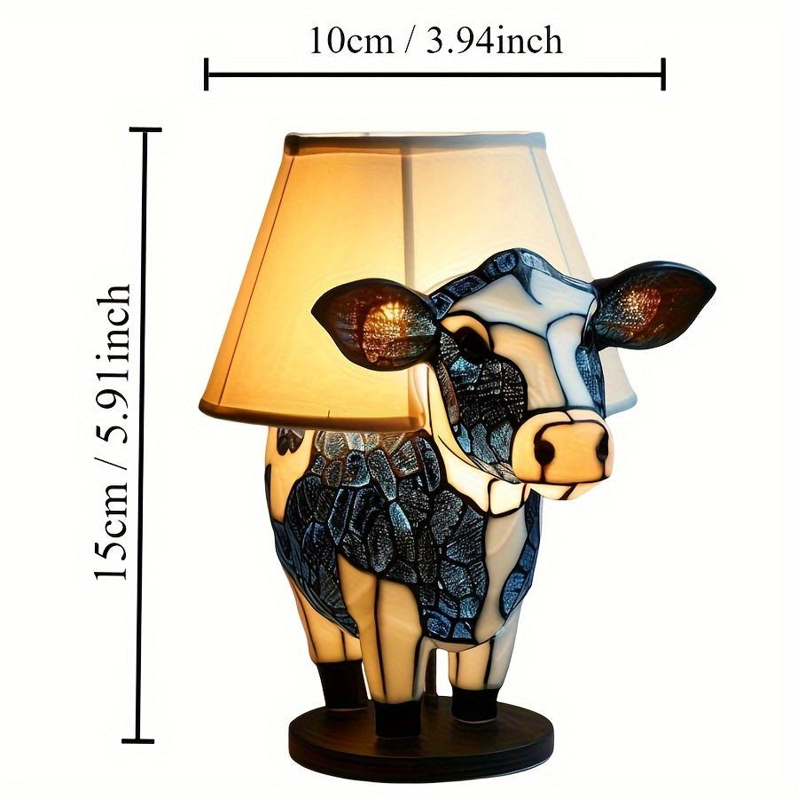 Creative Cow Table Lamp - USB Powered Resin Night Light
