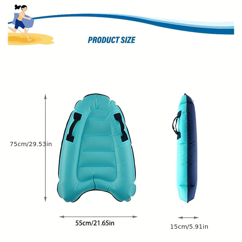 Inflatable Surf-Style Kickboard with Handles for Pool and Beach