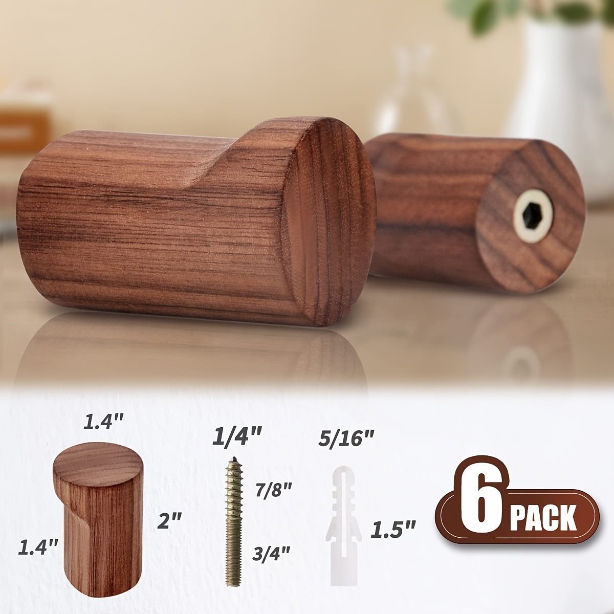 Solid Walnut Wood Wall Hook