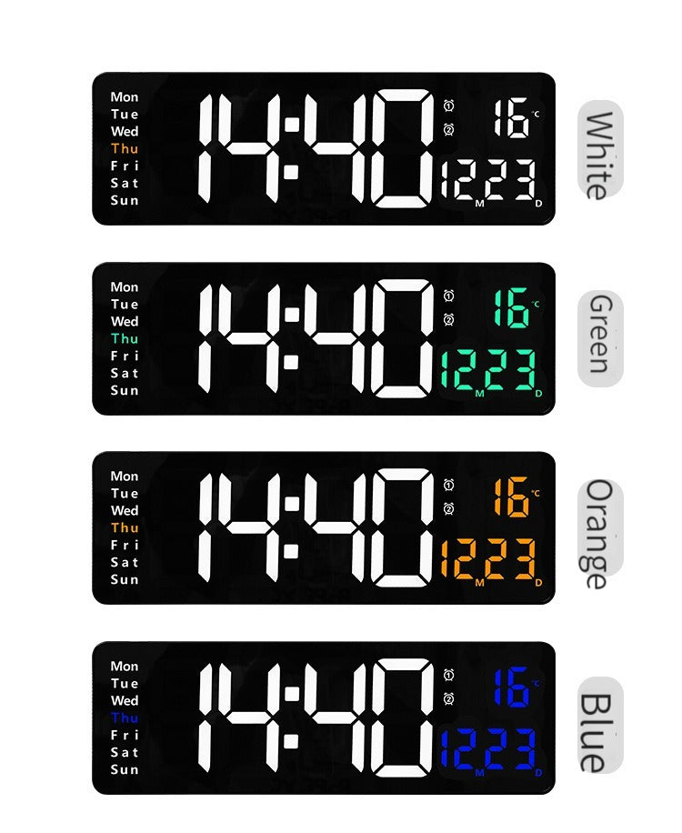 Scandinavian Digital Clock with 16-Inch Display and Remote Control