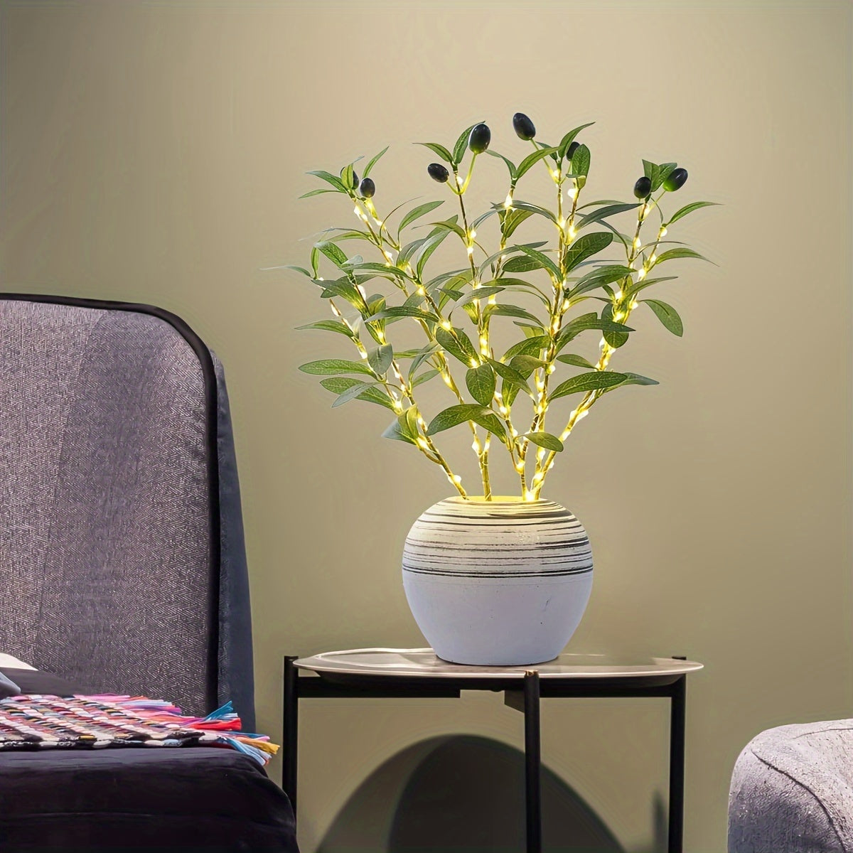 Illuminated Olive Tree LED Lamp for Modern Decor