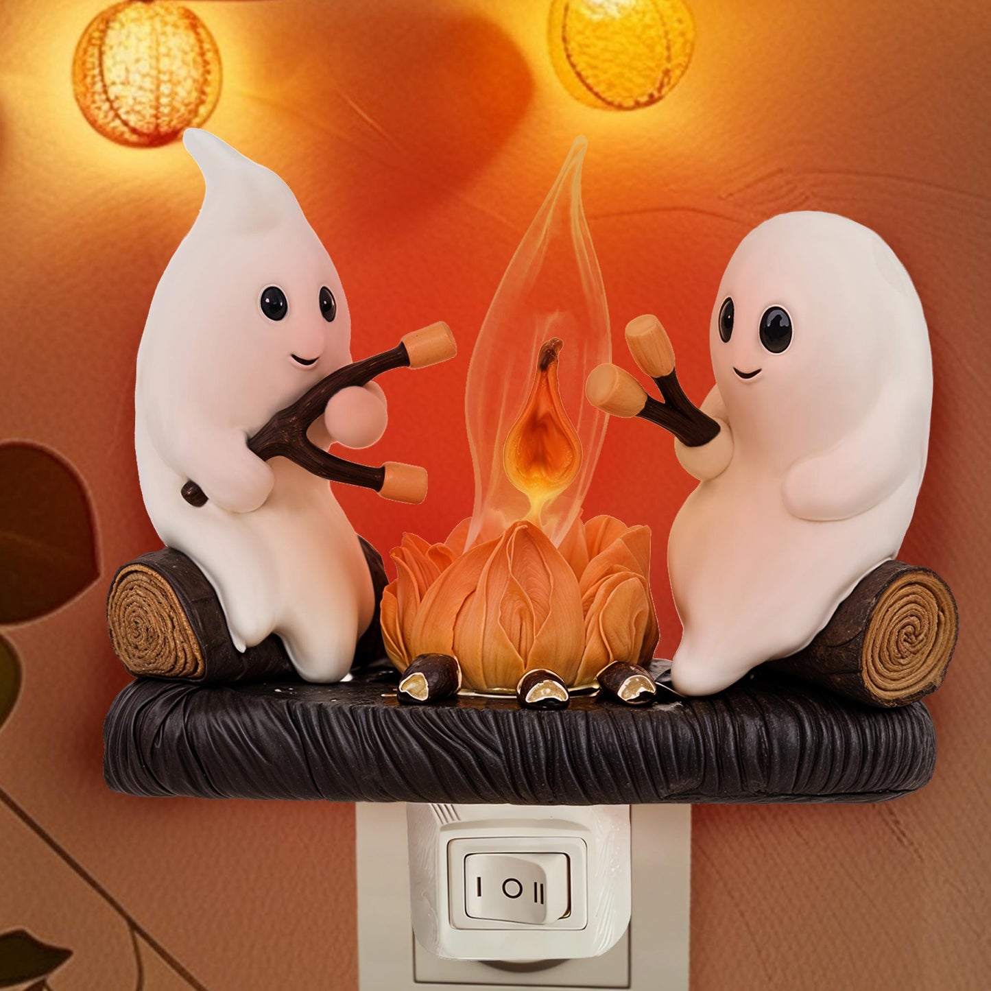 Halloween Ghost Campfire Night Light with Friendly Ghosts