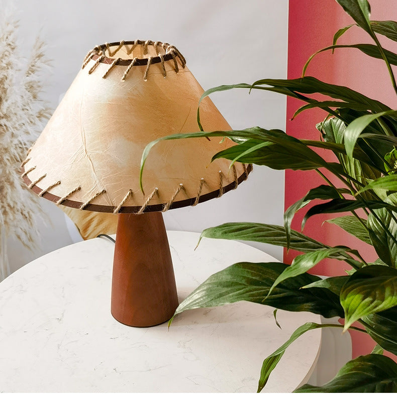 Classic Wooden Table Lamp with Cream Shade