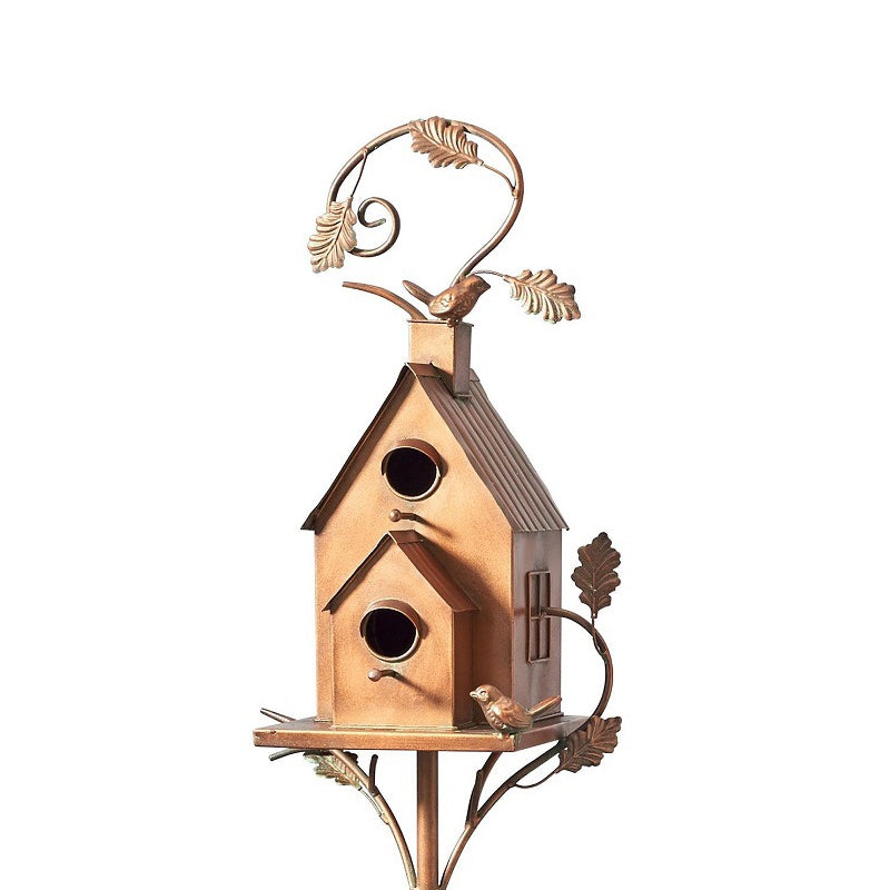 Rustic Metal Birdhouse Garden Stakes for Outdoor Decor