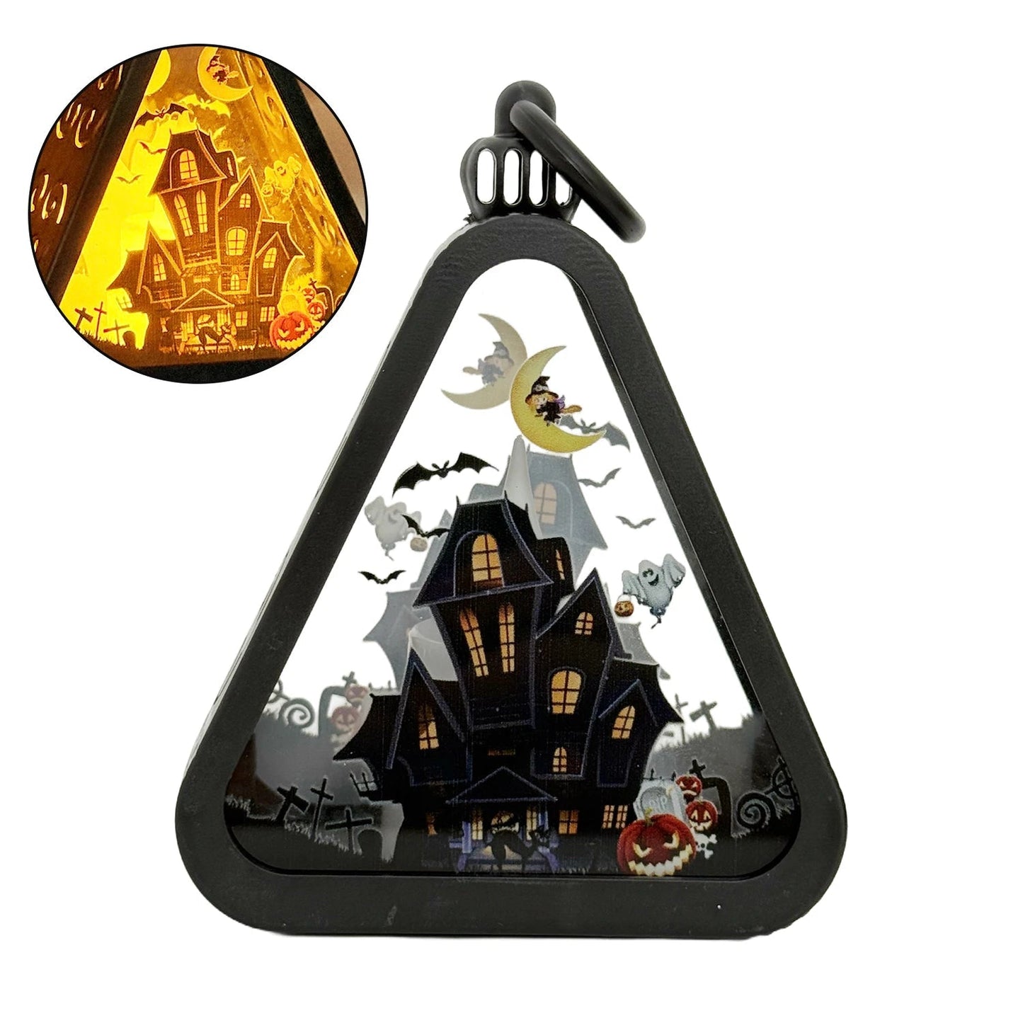 Halloween Triangle Table Lamp with Spooky Scenes