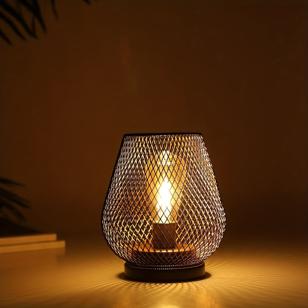 Rustic Industrial Mesh Table Lamp Set with LED Bulbs
