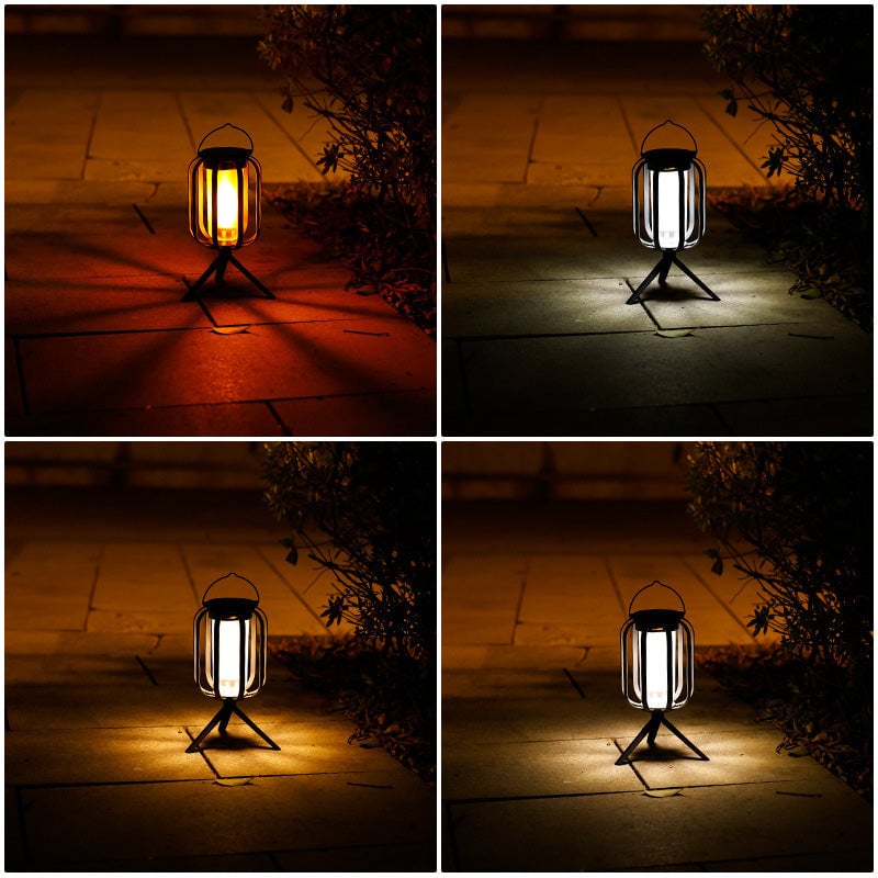 Solar and USB Rechargeable LED Lantern with Flame Effect
