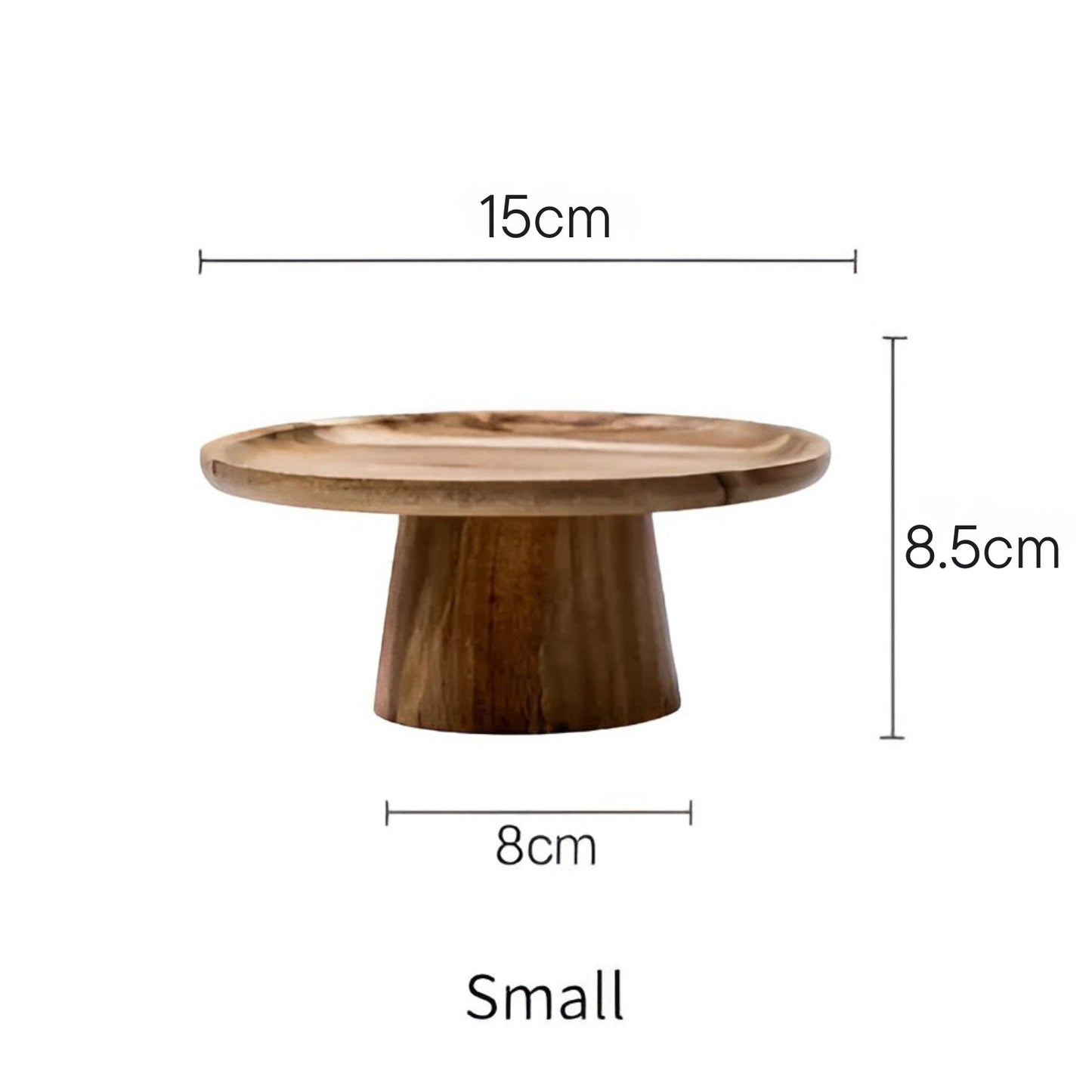 Round High Stand Wooden Cake Plate in Natural Finish