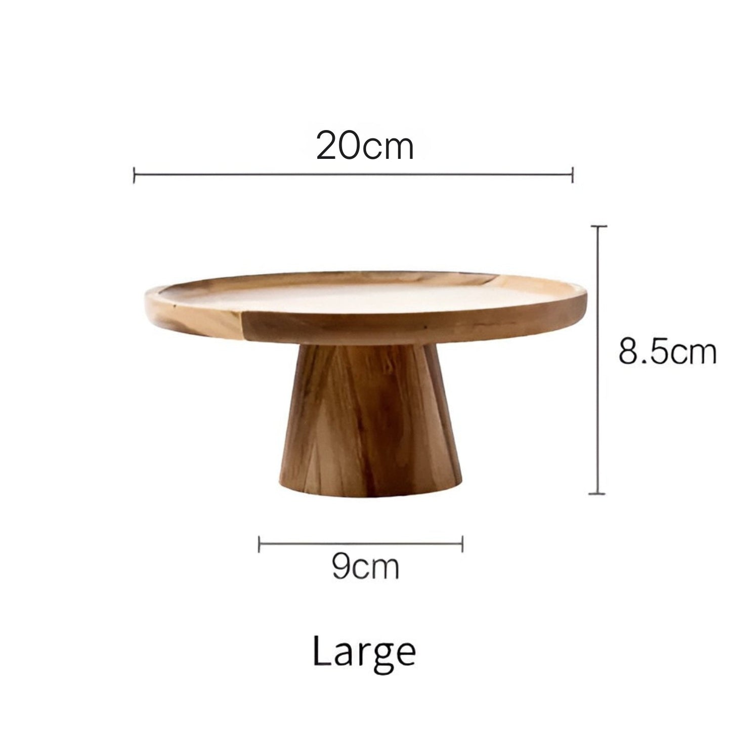 Round High Stand Wooden Cake Plate in Natural Finish