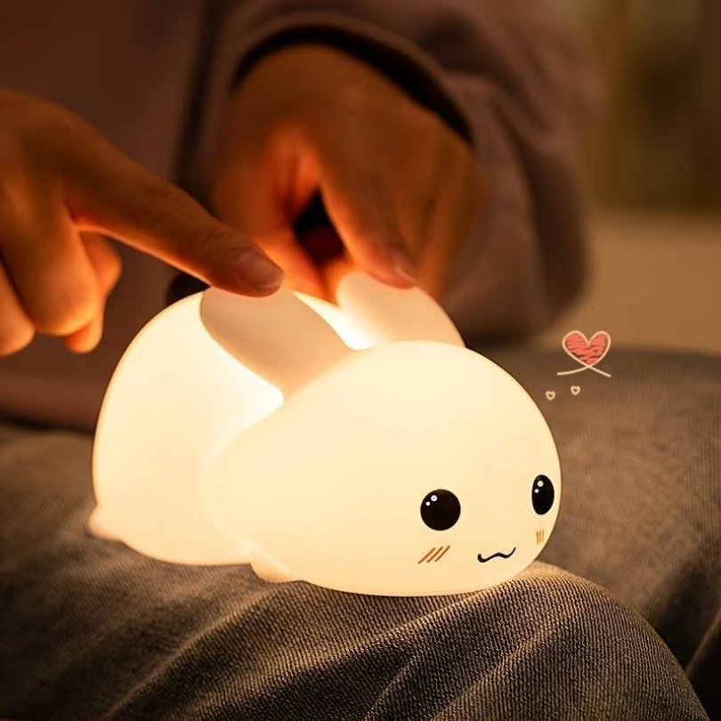 Rechargeable Bunny Night Light for Kids - Soft Silicone Sleep Lamp