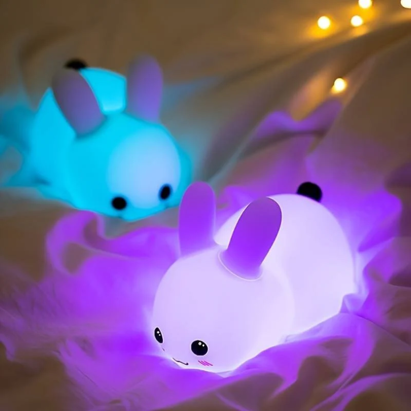 Rechargeable Bunny Night Light for Kids - Soft Silicone Sleep Lamp