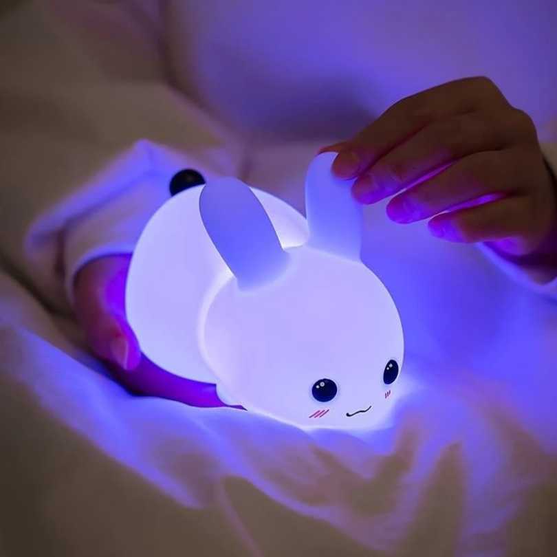 Rechargeable Bunny Night Light for Kids - Soft Silicone Sleep Lamp