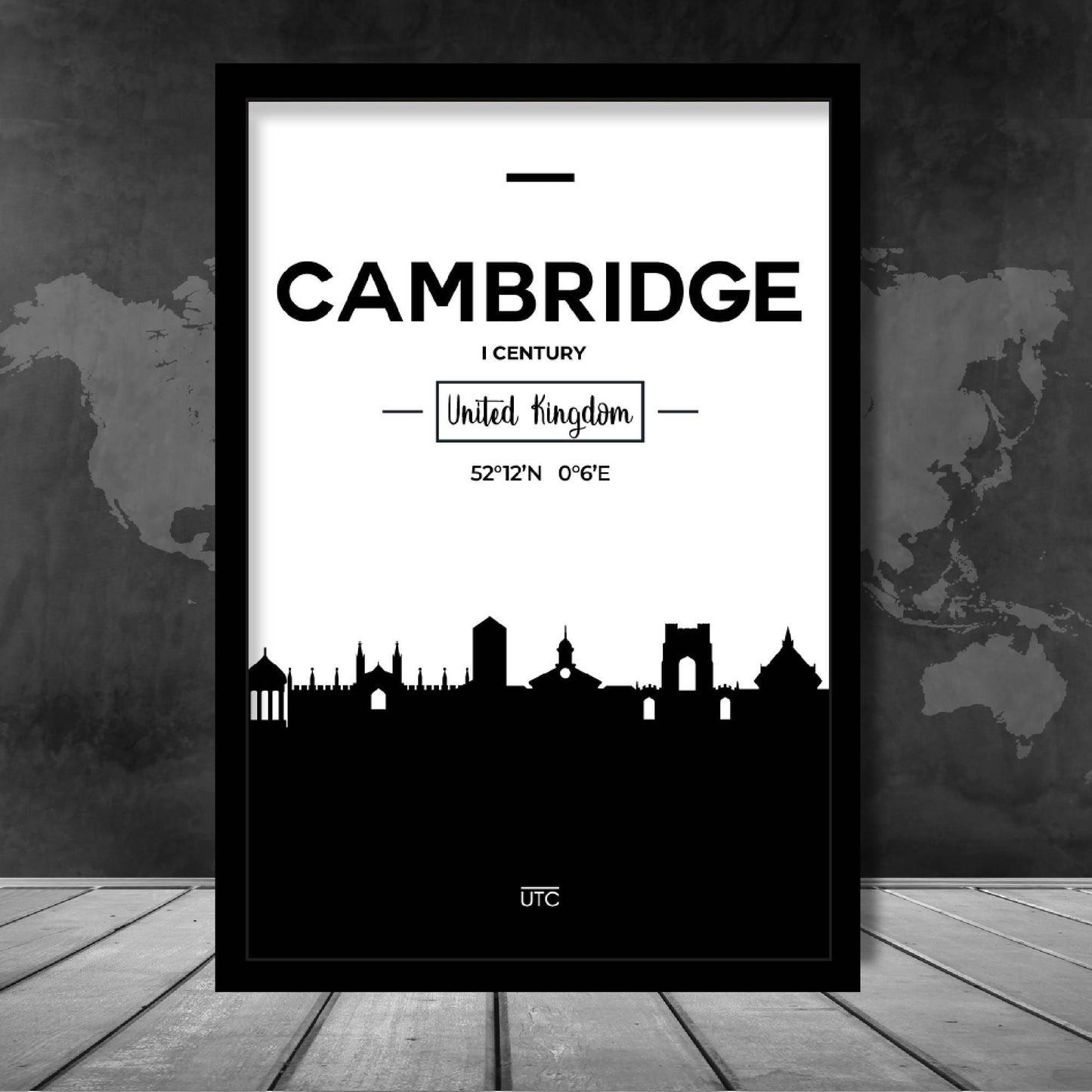 Cambridge City Skyline Art Print on Matte Archival Paper