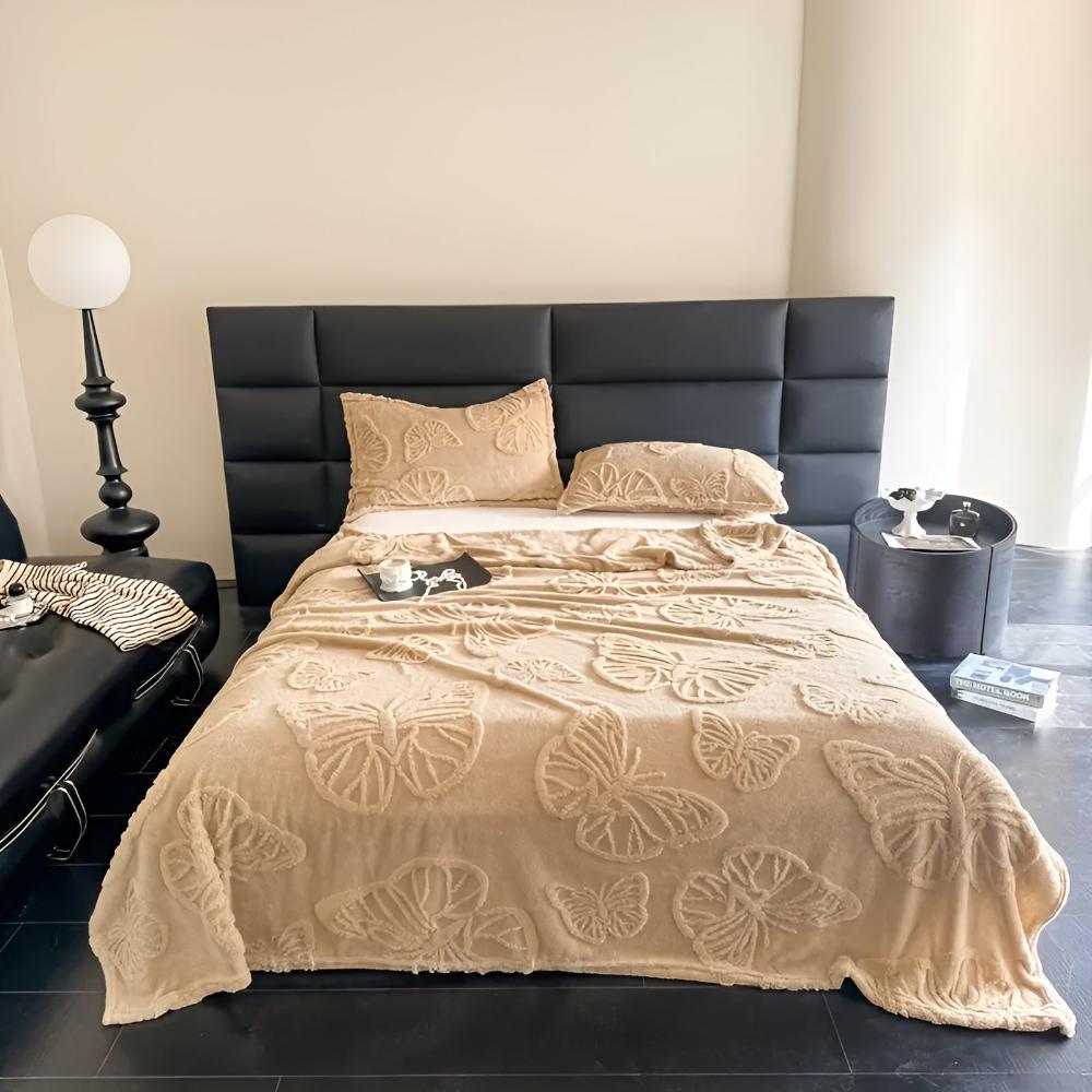 3D Butterfly Jacquard Flannel Blanket