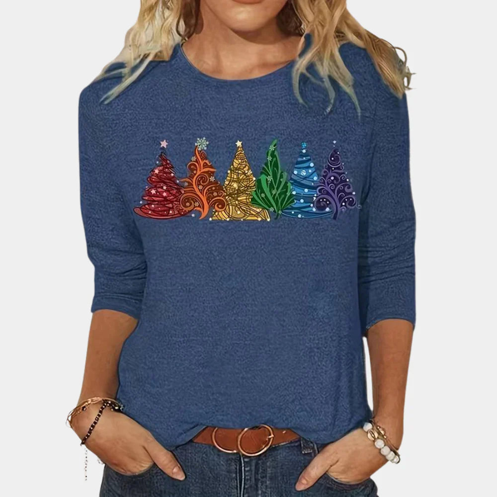 Relaxed Fit Long Sleeve Printed Women's Blouse