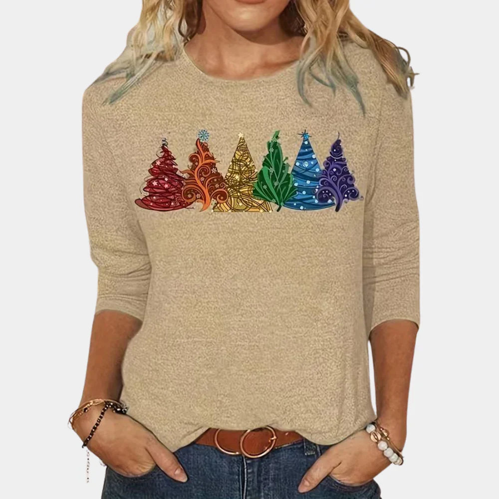 Relaxed Fit Long Sleeve Printed Women's Blouse