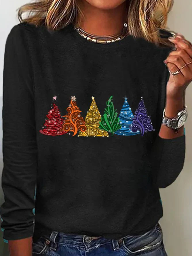 Relaxed Fit Long Sleeve Printed Women's Blouse