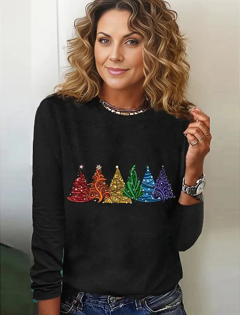 Relaxed Fit Long Sleeve Printed Women's Blouse
