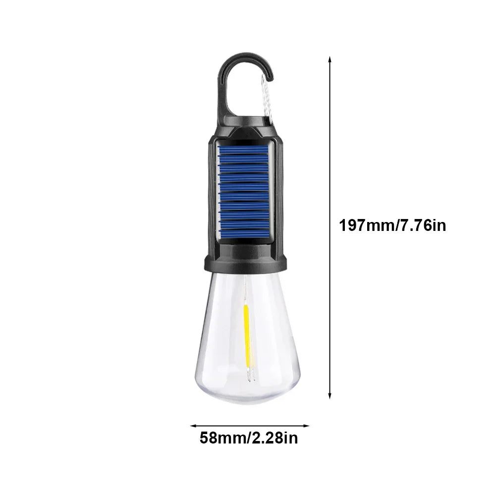 Solar-Powered Rechargeable Camping Lamp with Hook