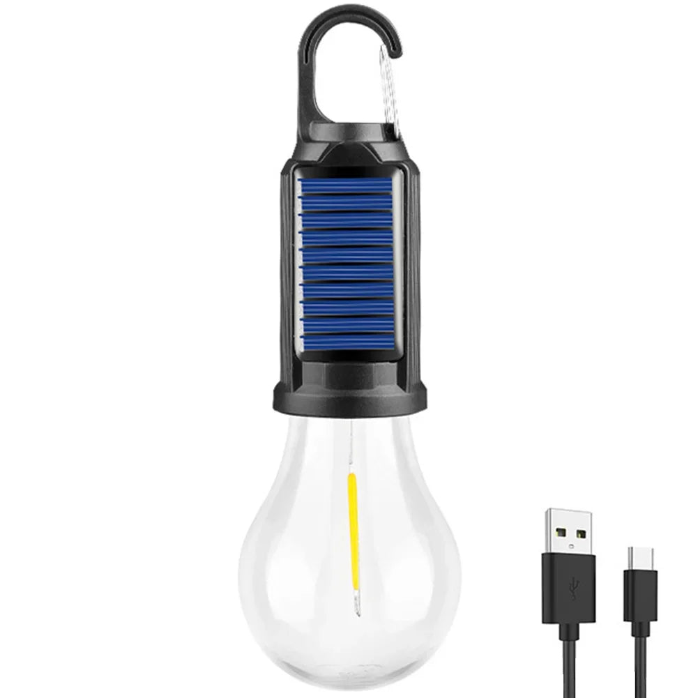 Solar-Powered Rechargeable Camping Lamp with Hook