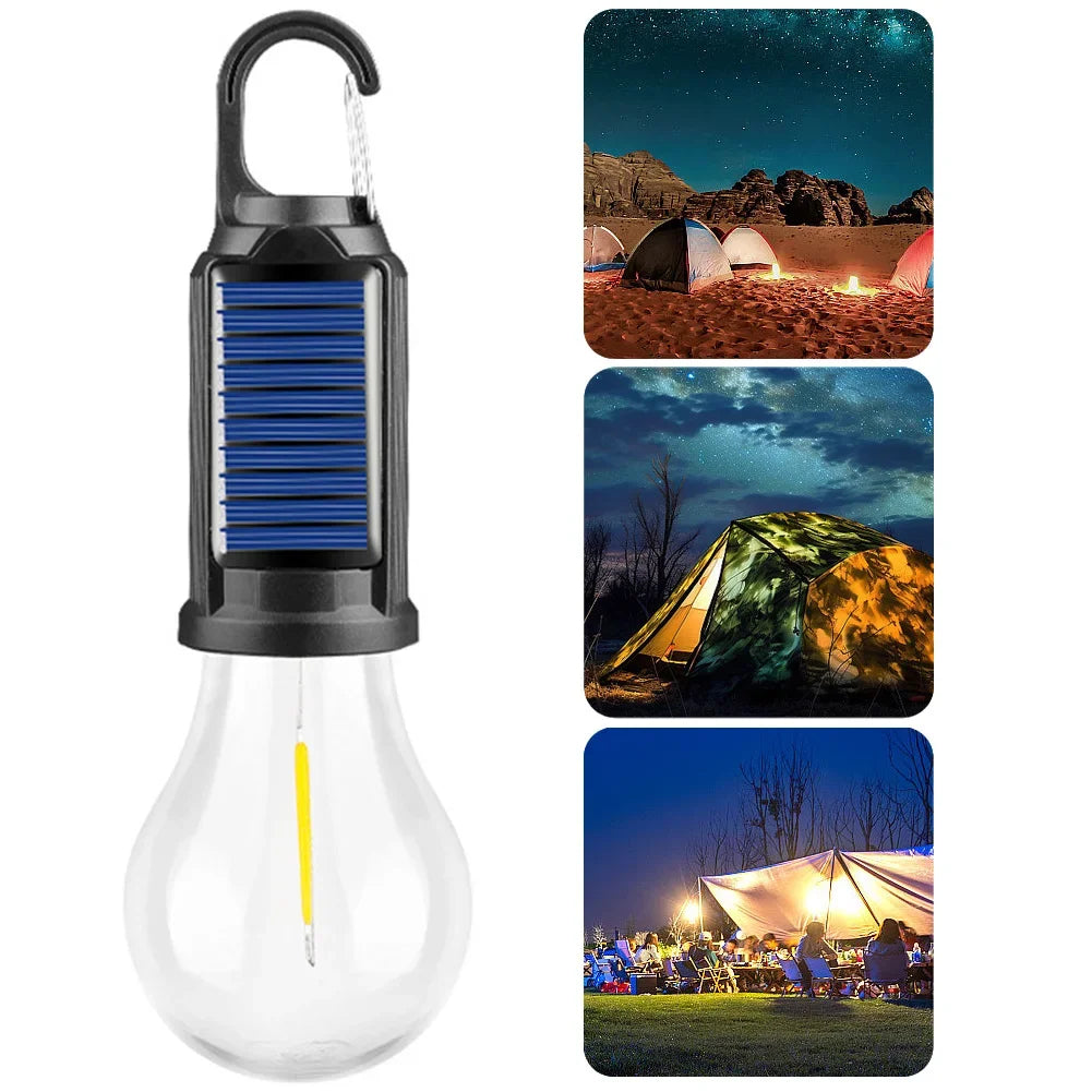 Solar-Powered Rechargeable Camping Lamp with Hook