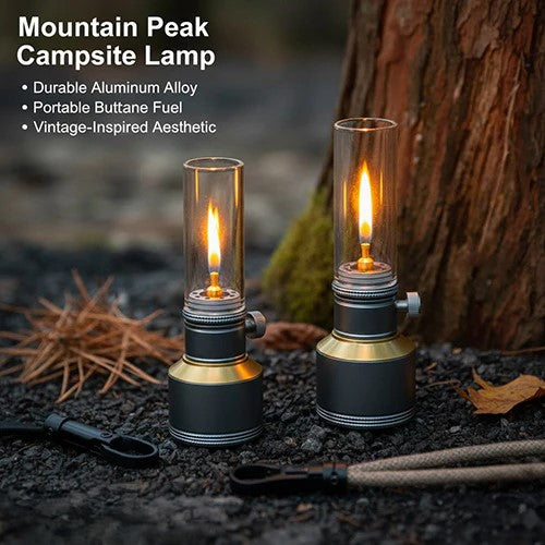 Portable Aluminum Butane Camping Lantern with Adjustable Flame