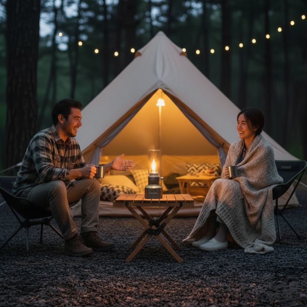 Portable Aluminum Butane Camping Lantern with Adjustable Flame