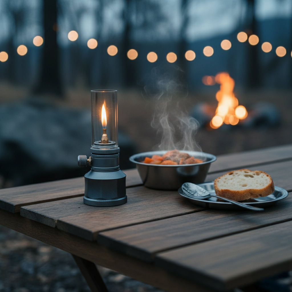 Portable Aluminum Butane Camping Lantern with Adjustable Flame