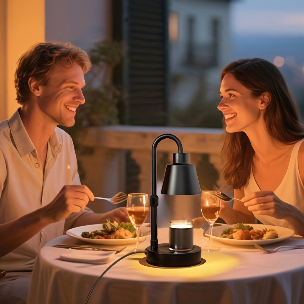 Dimmable Electric Candle Warmer Lamp with Polished Metal Finish