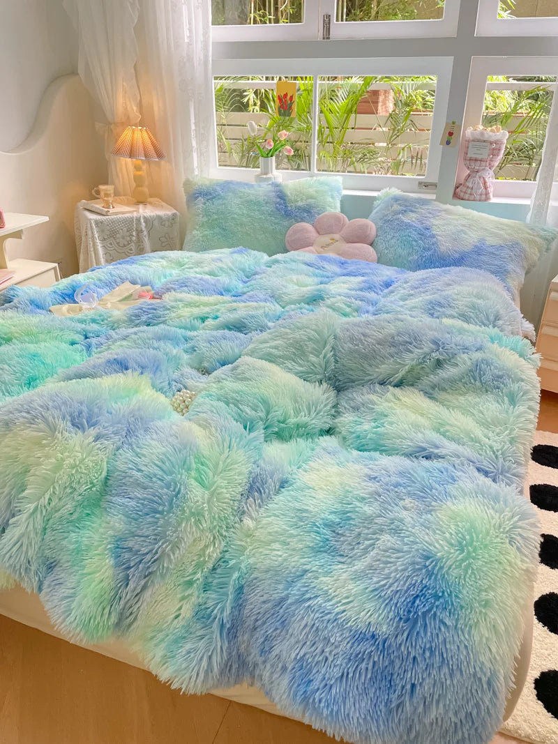 Candy-Coloured Long-Haired Mink Velvet Duvet Cover