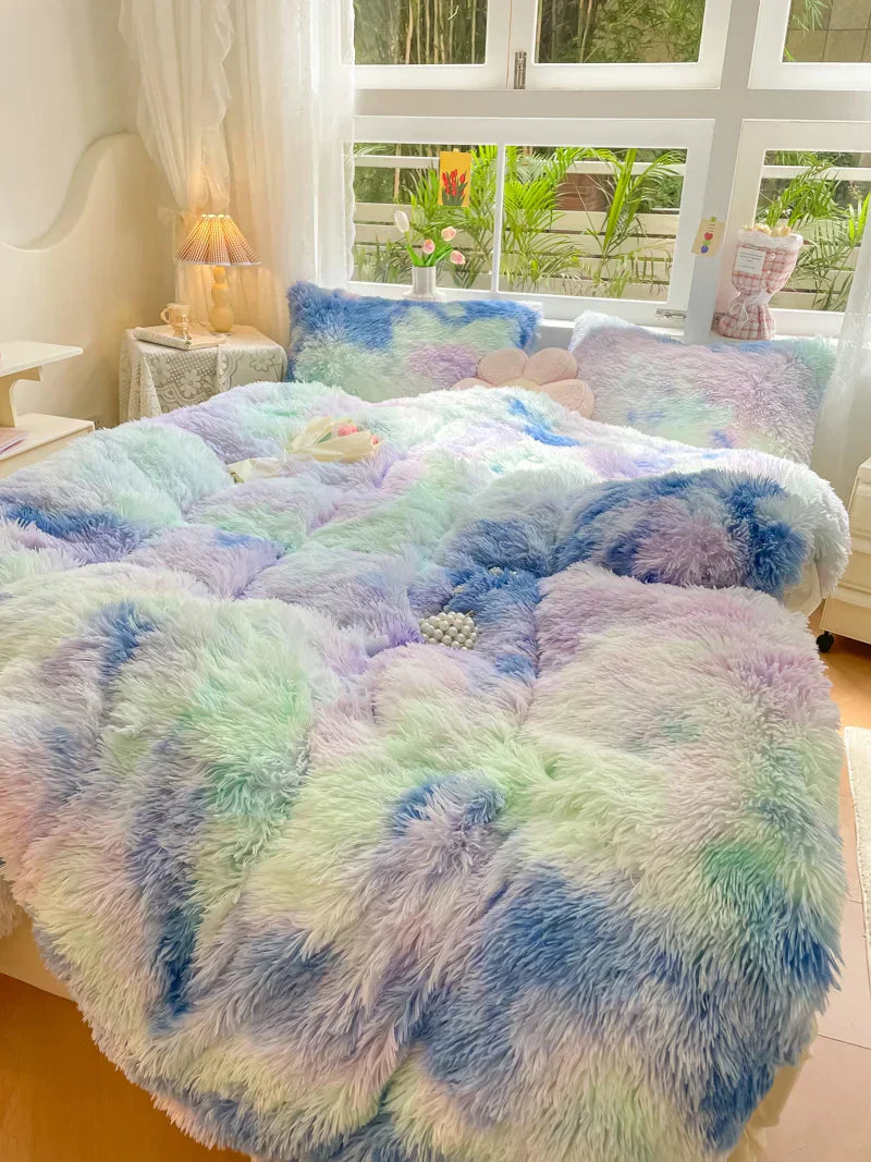 Candy-Coloured Long-Haired Mink Velvet Duvet Cover