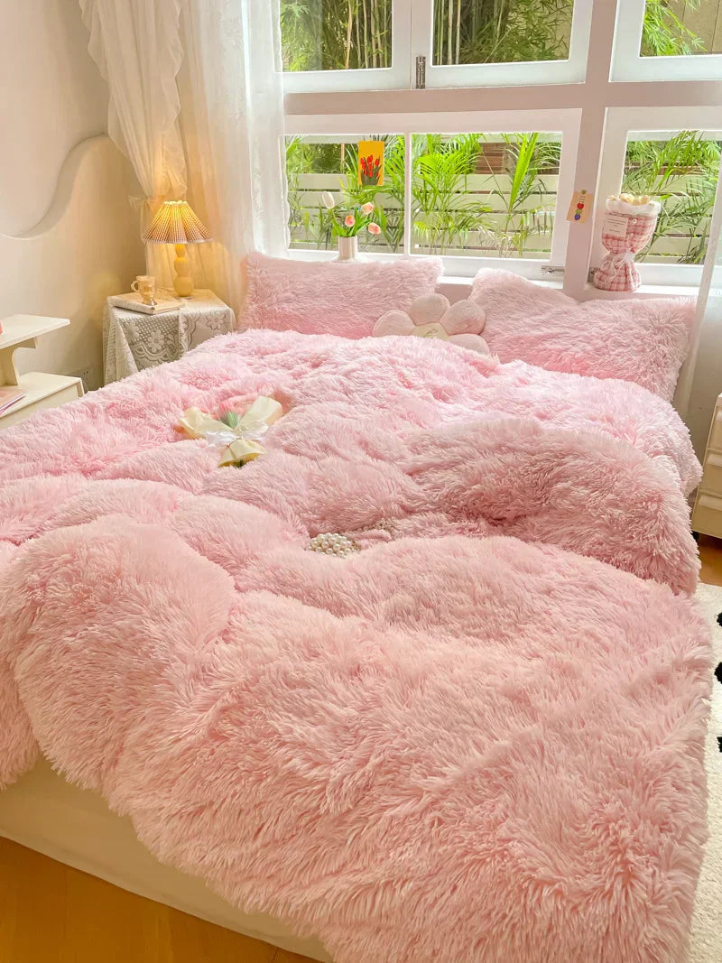 Candy-Coloured Long-Haired Mink Velvet Duvet Cover