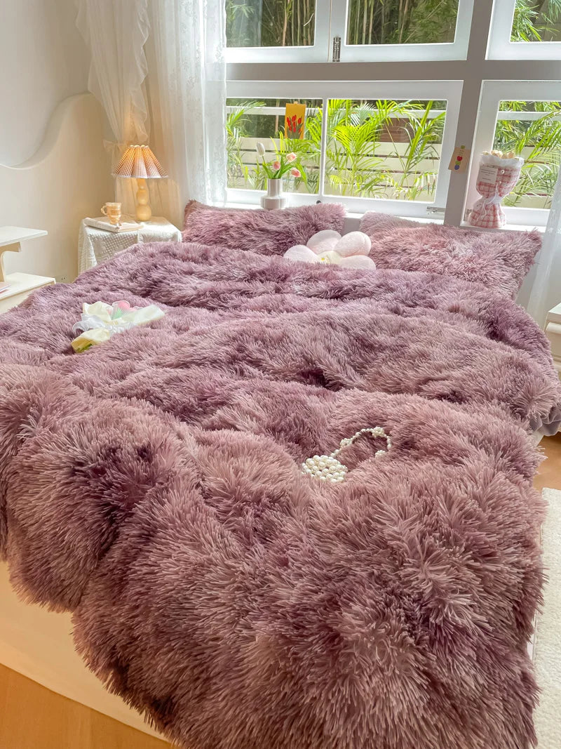 Candy-Coloured Long-Haired Mink Velvet Duvet Cover