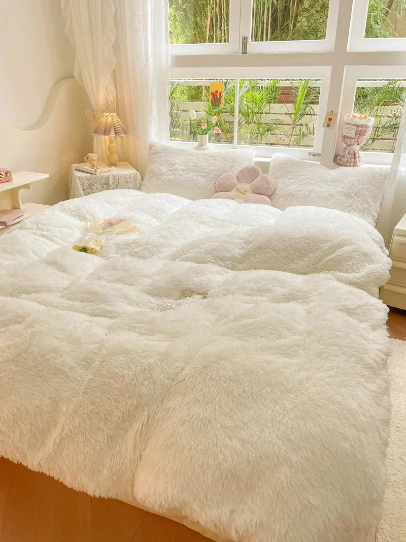 Candy-Coloured Long-Haired Mink Velvet Duvet Cover