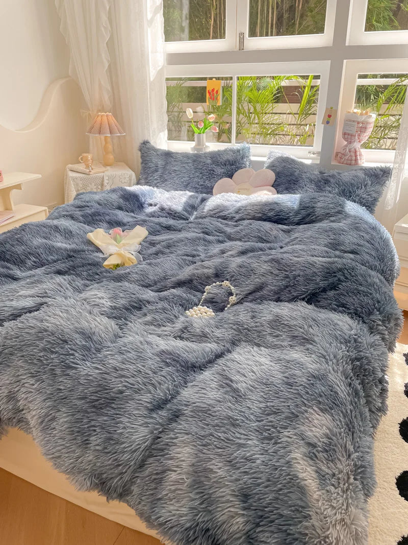 Candy-Coloured Long-Haired Mink Velvet Duvet Cover