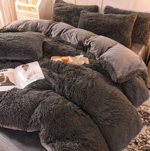 Candy-Coloured Long-Haired Mink Velvet Duvet Cover