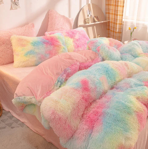 Candy-Coloured Long-Haired Mink Velvet Duvet Cover