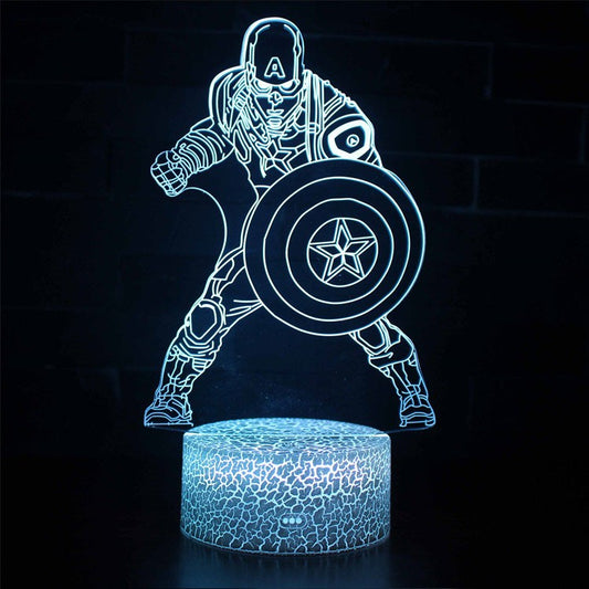 3D Captain America Combat Lamp with LED Illumination