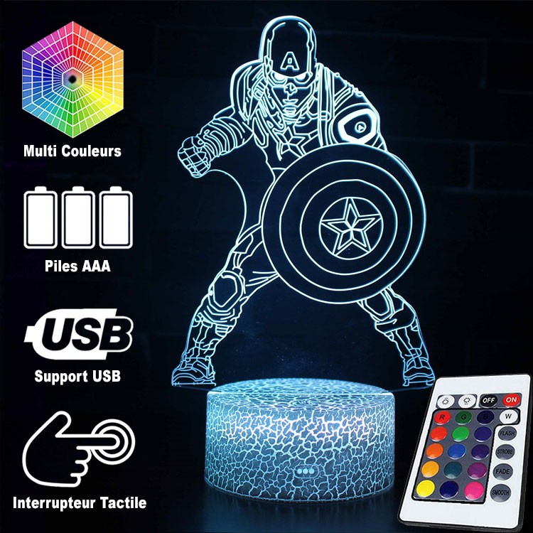 3D Captain America Combat Lamp with LED Illumination