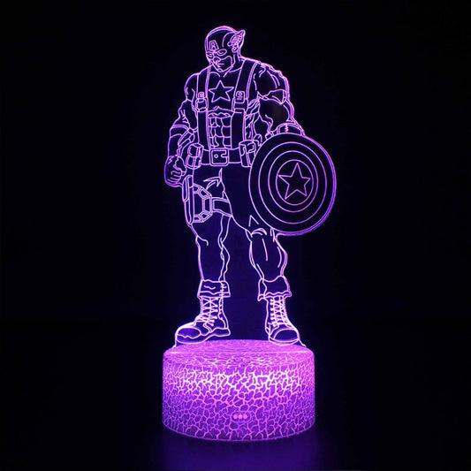 3D Captain America LED Lamp