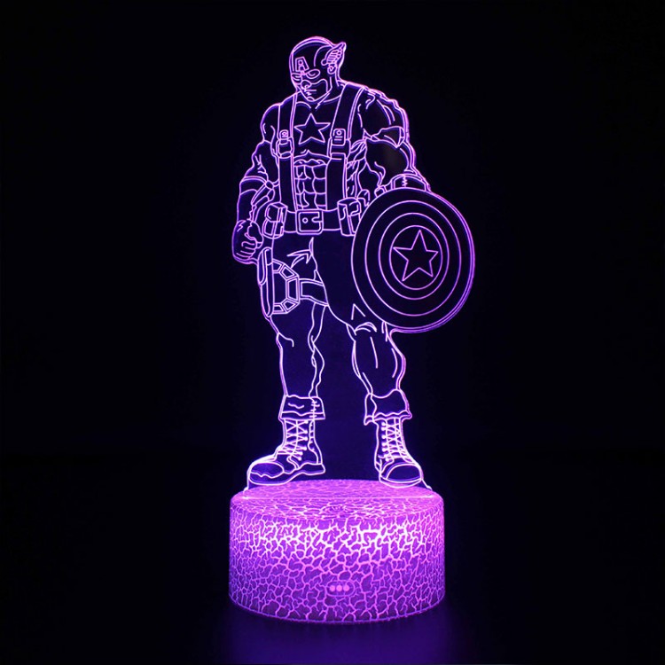3D Captain America LED Lamp